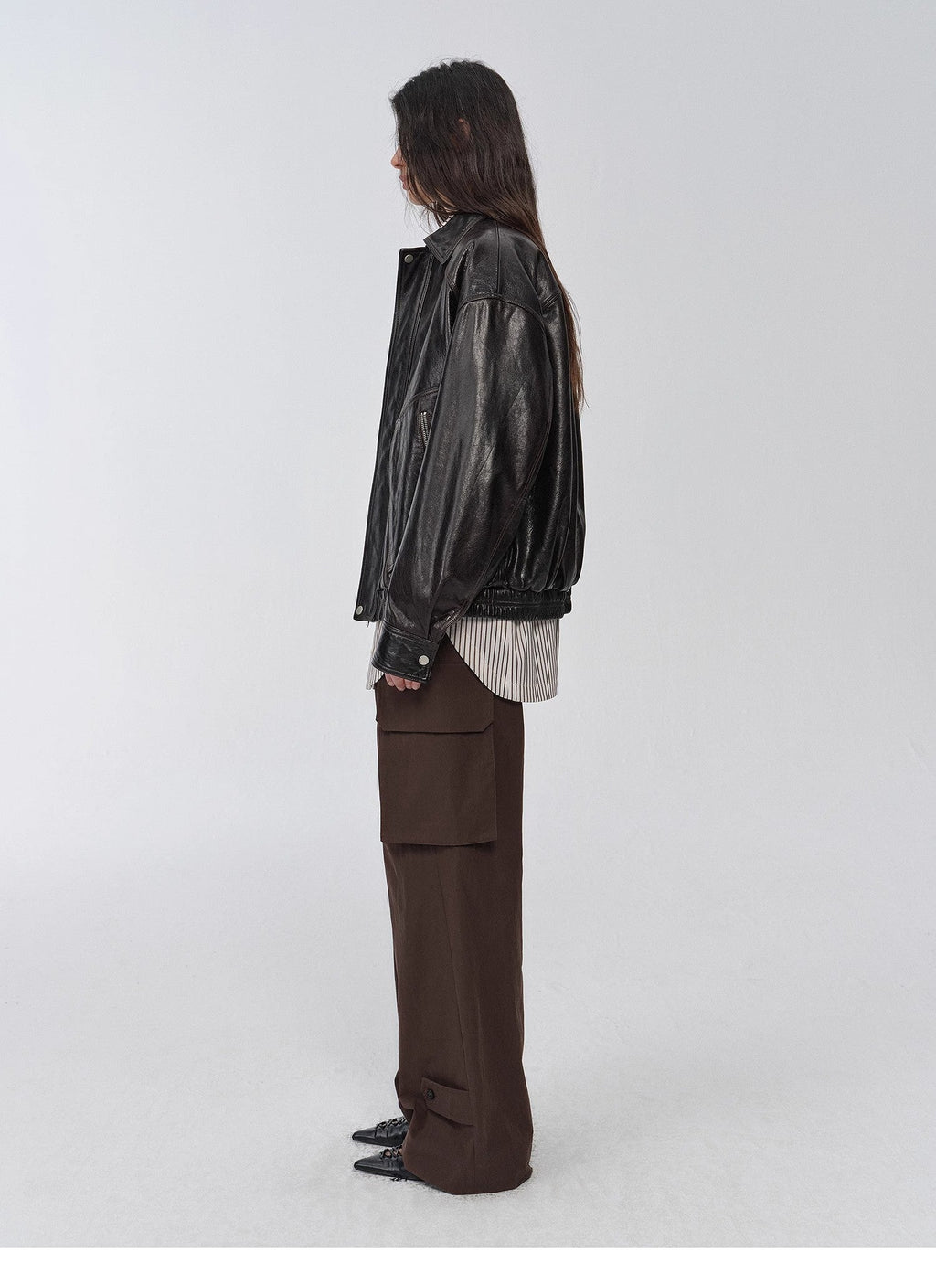 "New York Student" Retro Waxed Leather Bomber Jacket