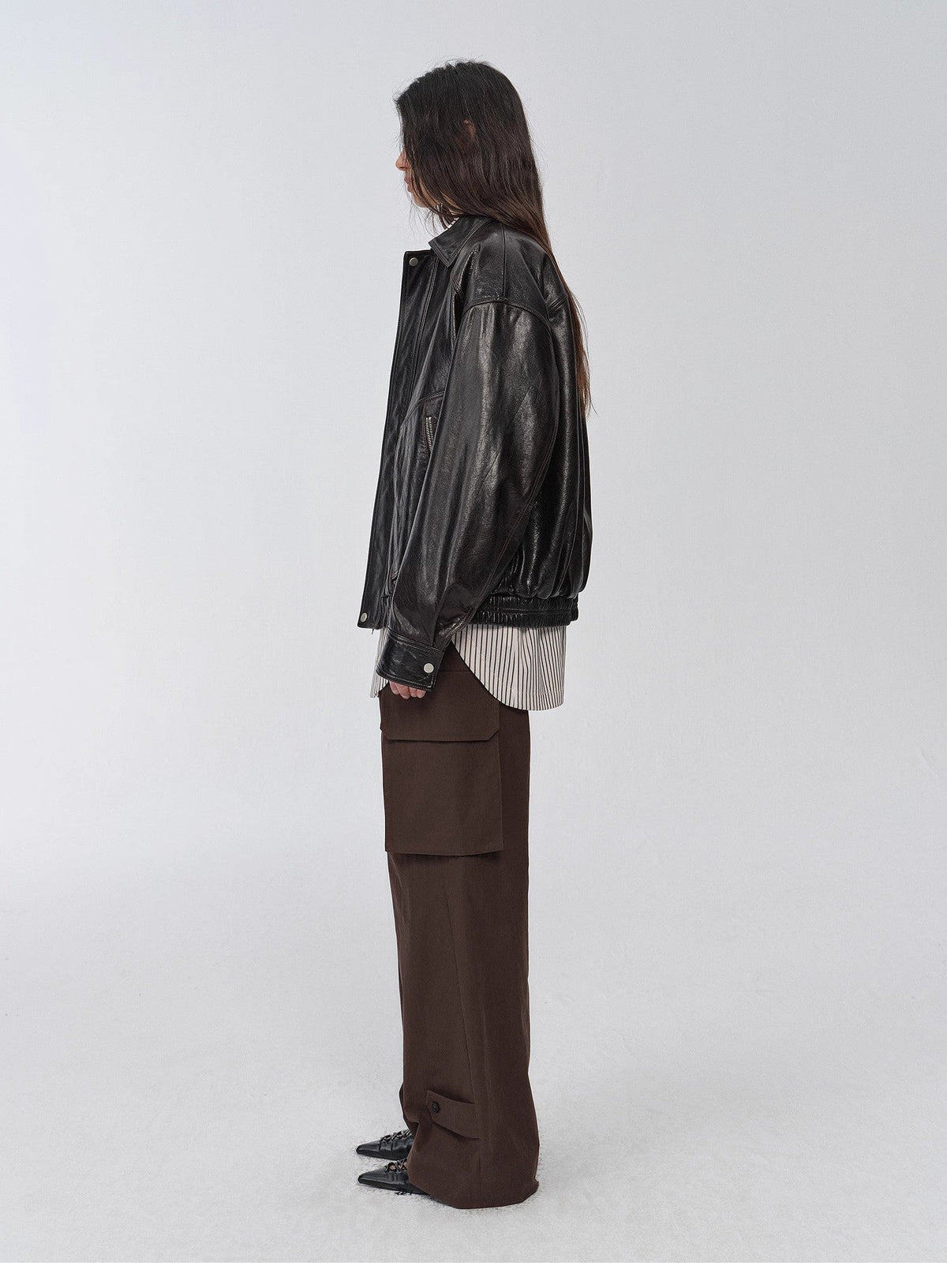 "New York Student" Retro Waxed Leather Bomber Jacket
