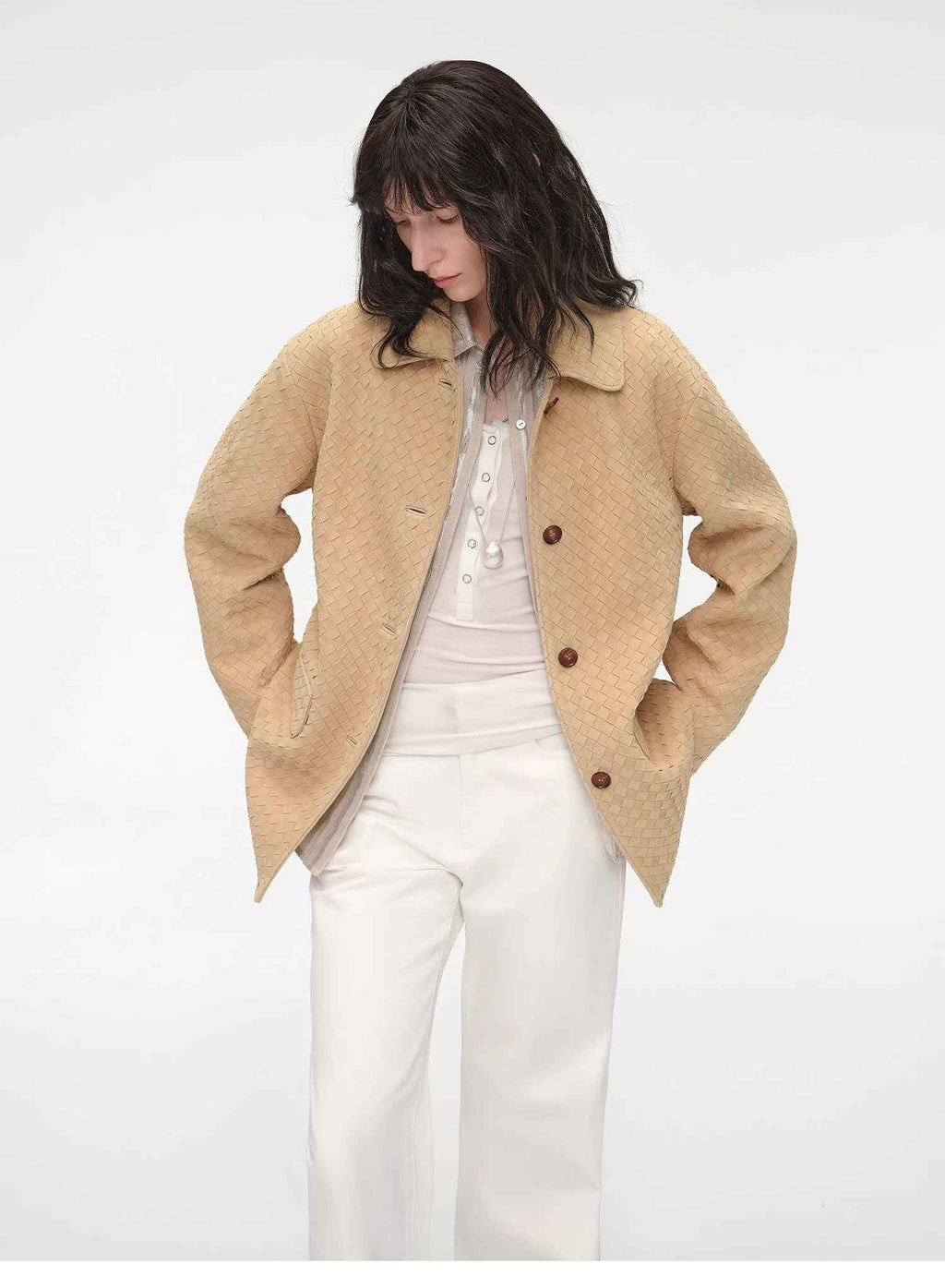 "Rembrandt Night" Spring Woven Leather Jacket Made from Imported New Zealand Lambskin