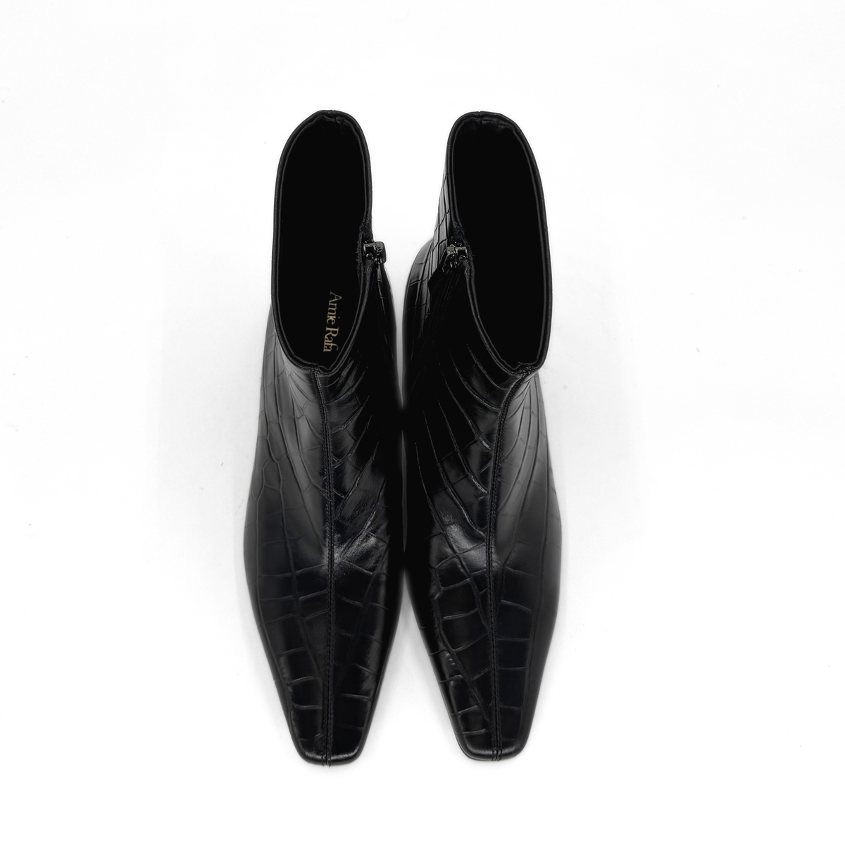 Tess Kitten Heel Booties - Black Croc