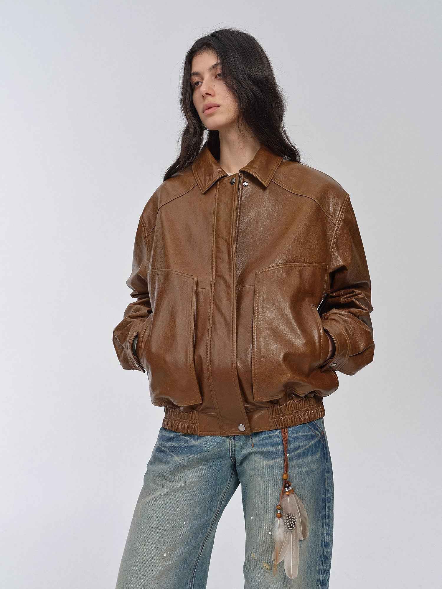 Fashionable Luke Imported Waxed Sheep Leather Work Jacket