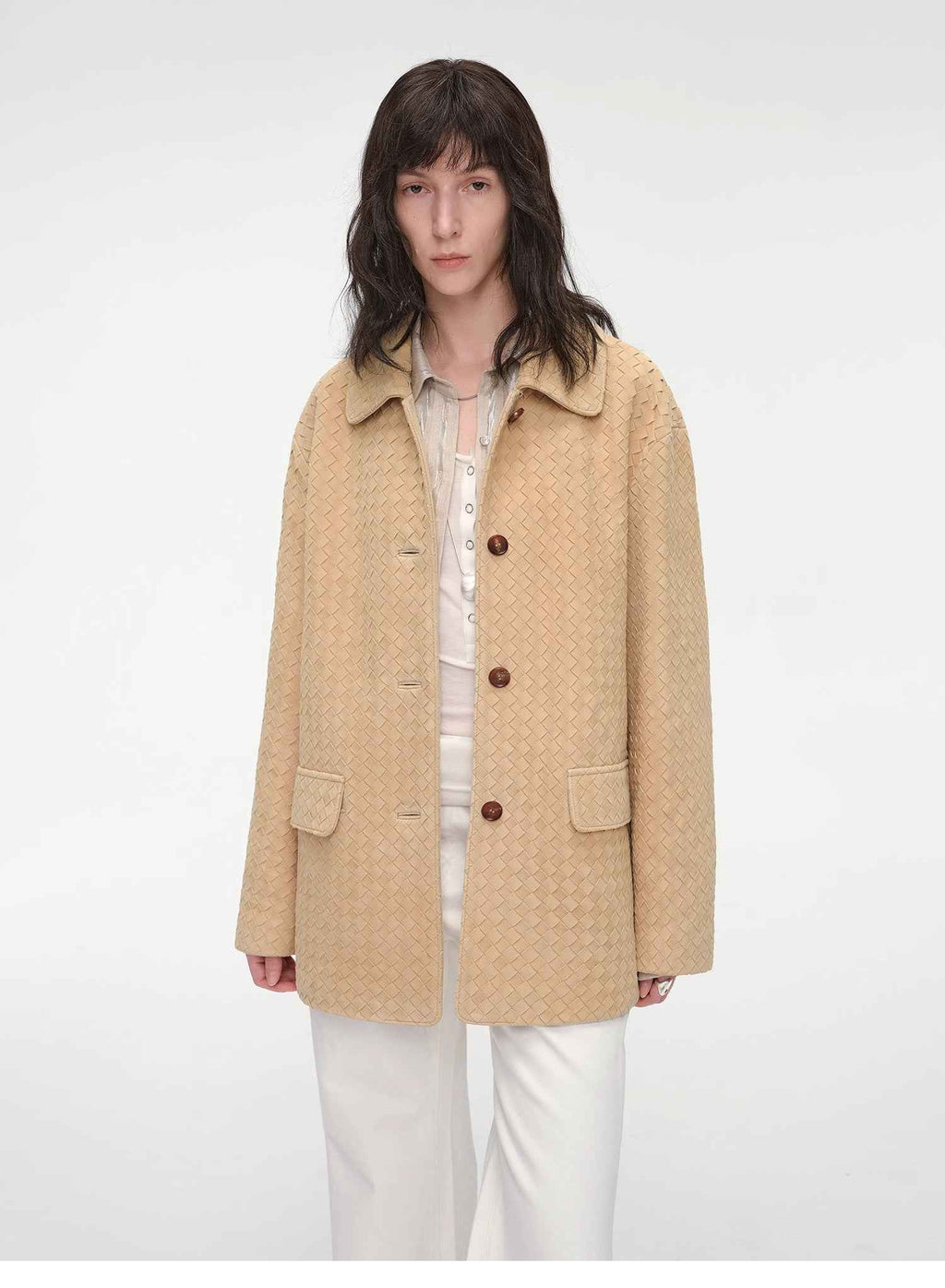 "Rembrandt Night" Spring Woven Leather Jacket Made from Imported New Zealand Lambskin