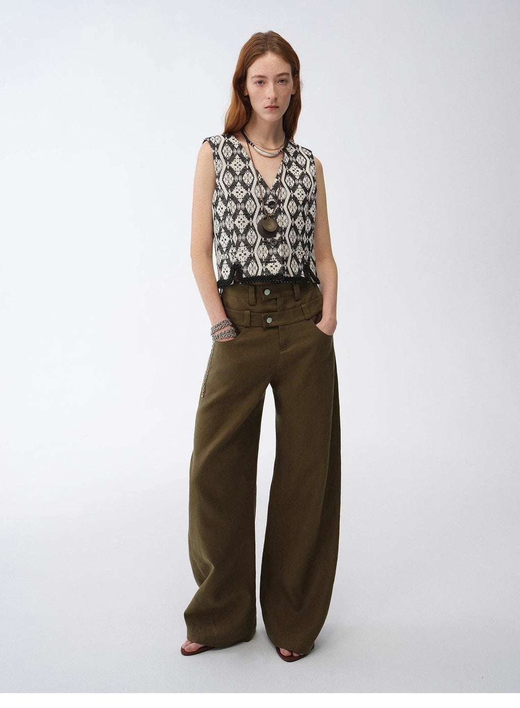 "Venice" Italian Jacquard V-Neck Vest