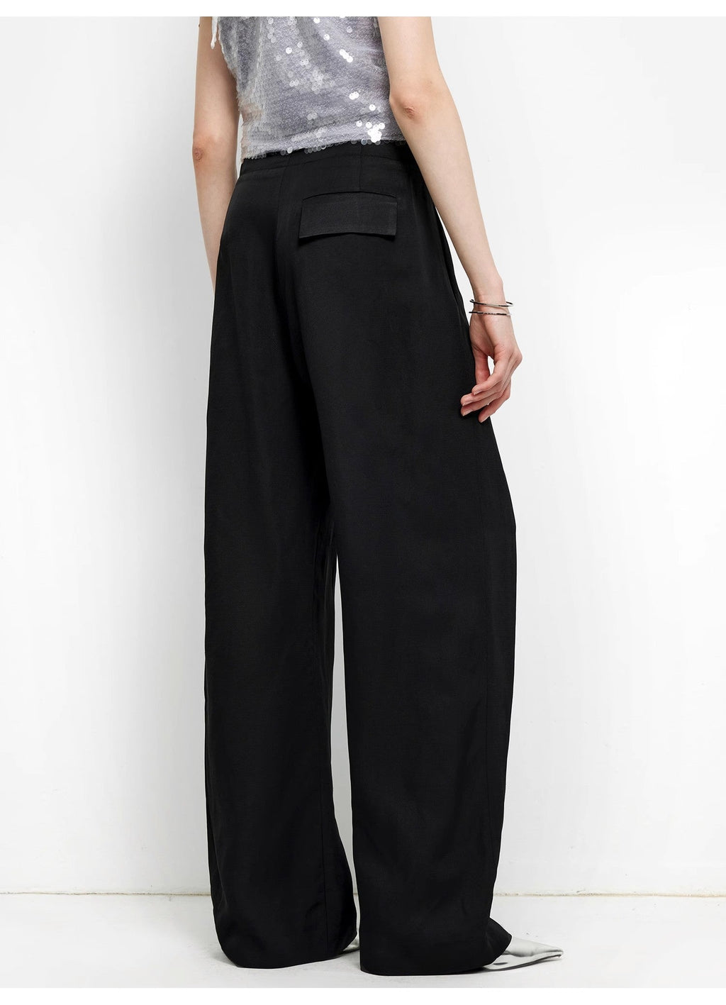 "Relaxed Old Money" Draped Acetate Linen Single-Pleat Wide-Leg Pants