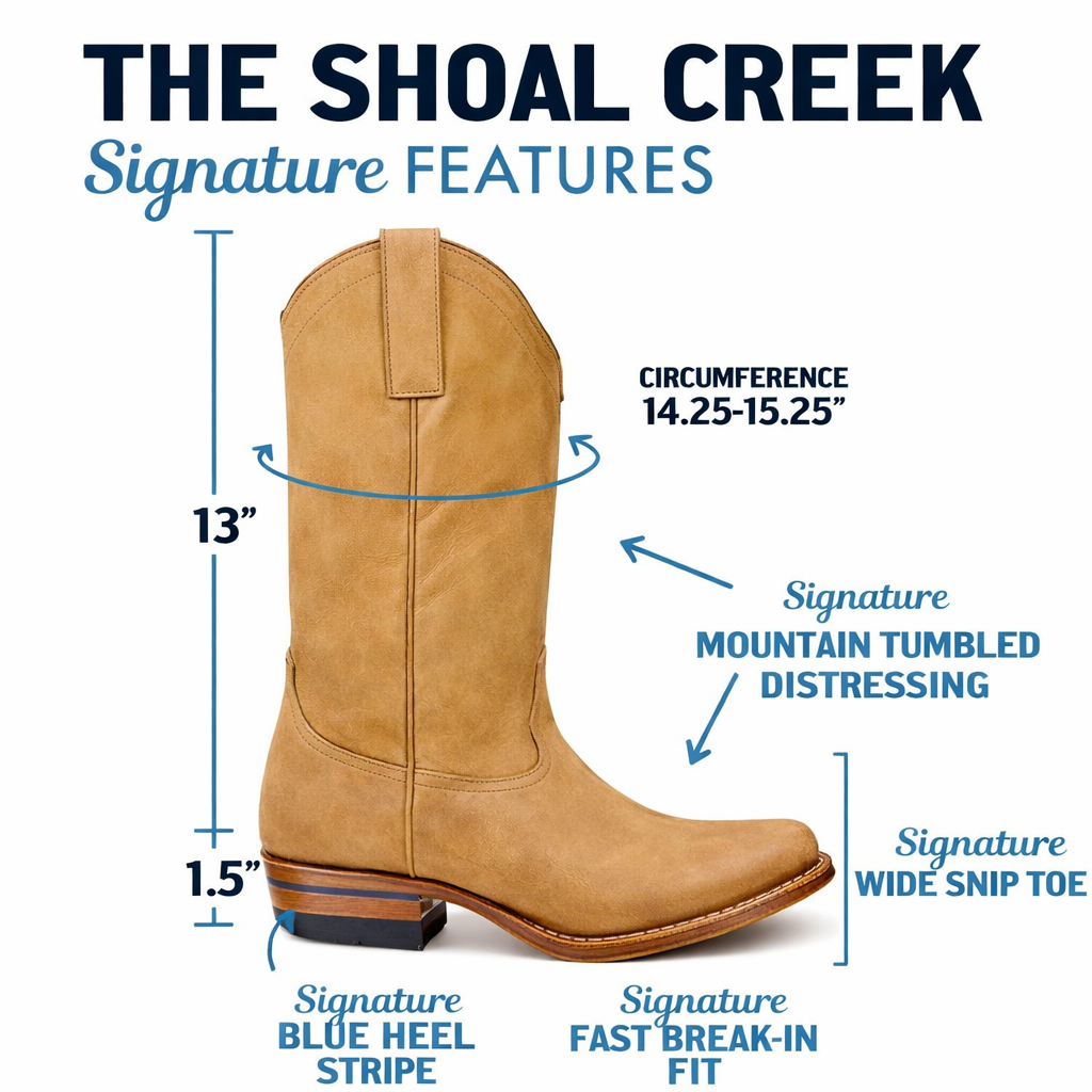 The Shoal Creek - Stylish Square-Toe Cowboy Boots for Men and Women