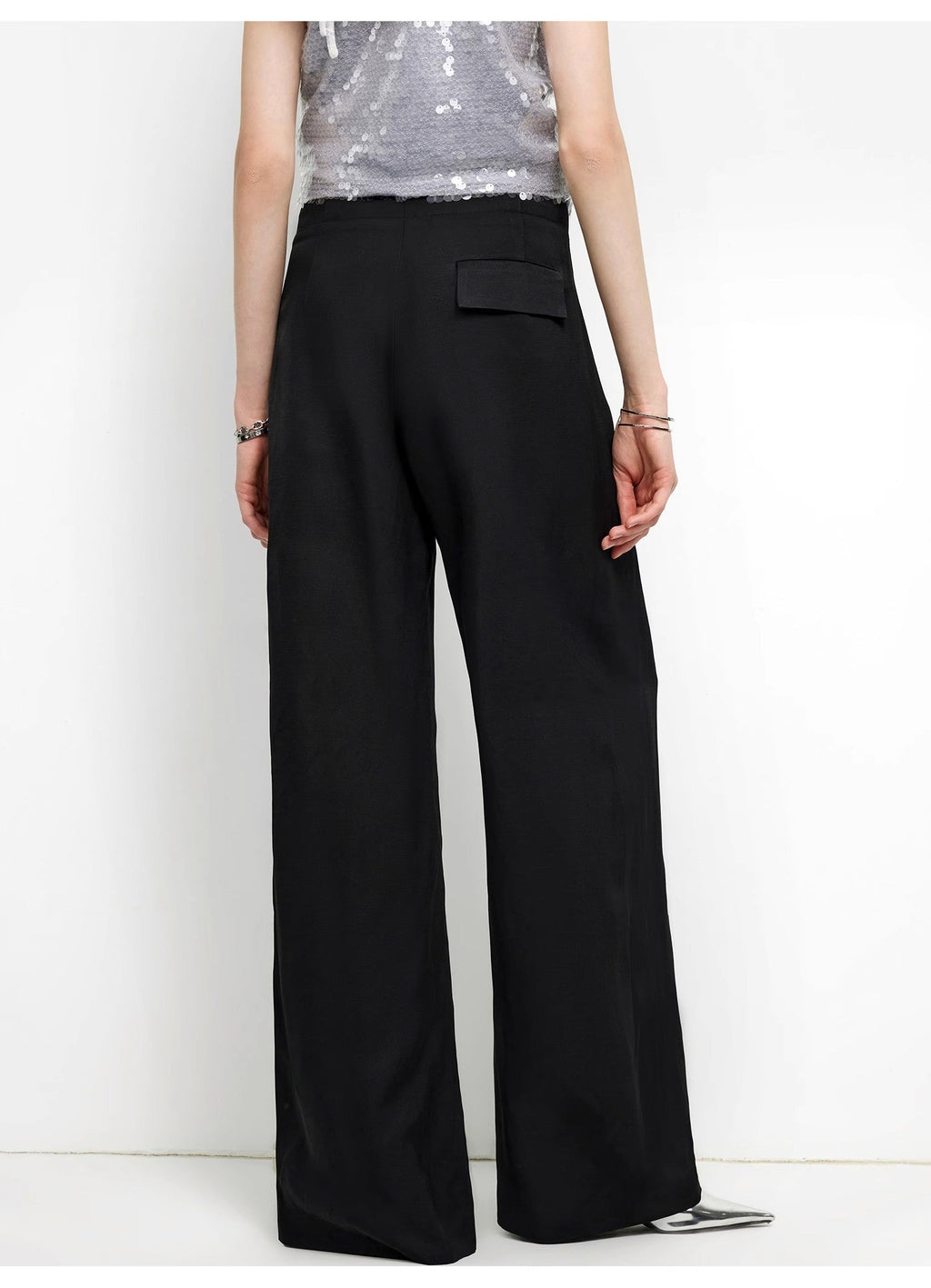 "Relaxed Old Money" Draped Acetate Linen Single-Pleat Wide-Leg Pants