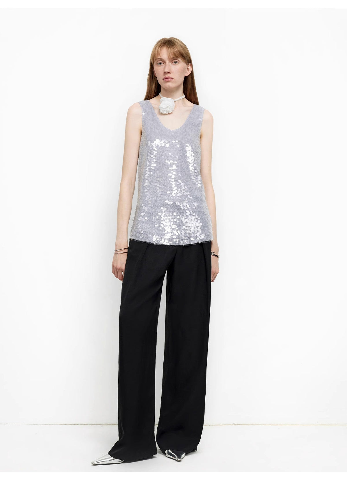 "Relaxed Old Money" Draped Acetate Linen Single-Pleat Wide-Leg Pants
