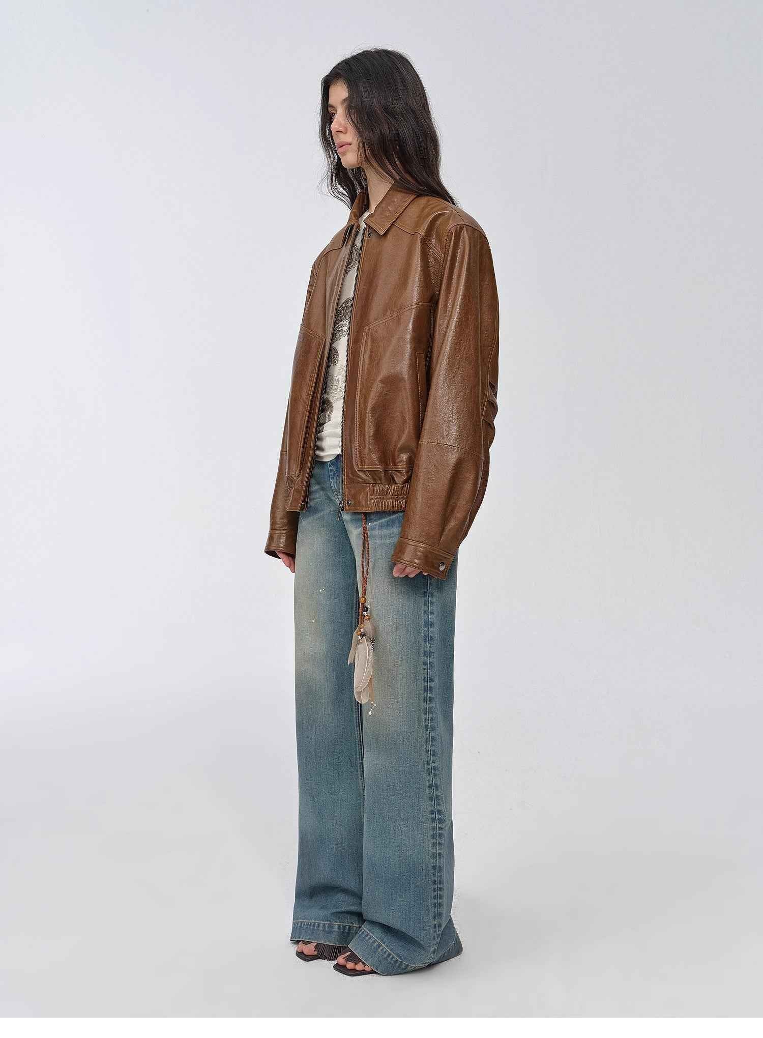 Fashionable Luke Imported Waxed Sheep Leather Work Jacket