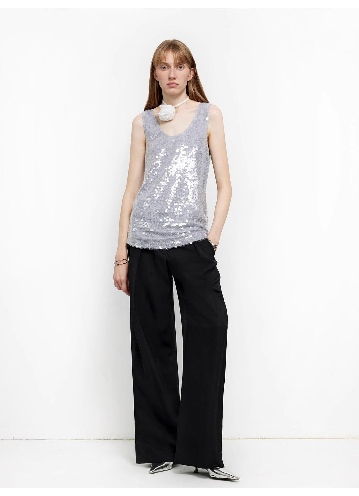 "Relaxed Old Money" Draped Acetate Linen Single-Pleat Wide-Leg Pants