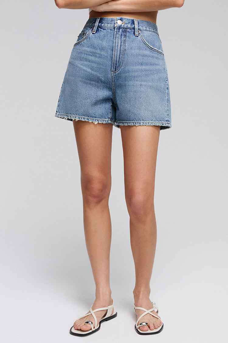 Easy Buckle High-Rise Denim Shorts HJ820