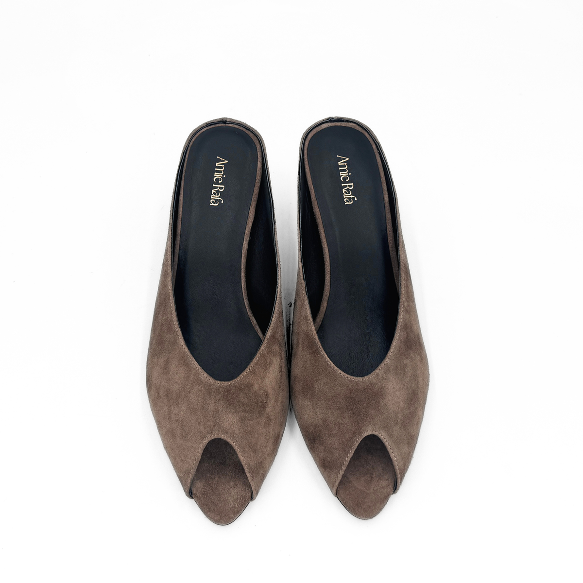 Audrey II Peeptoe Suede Mule - Taupe