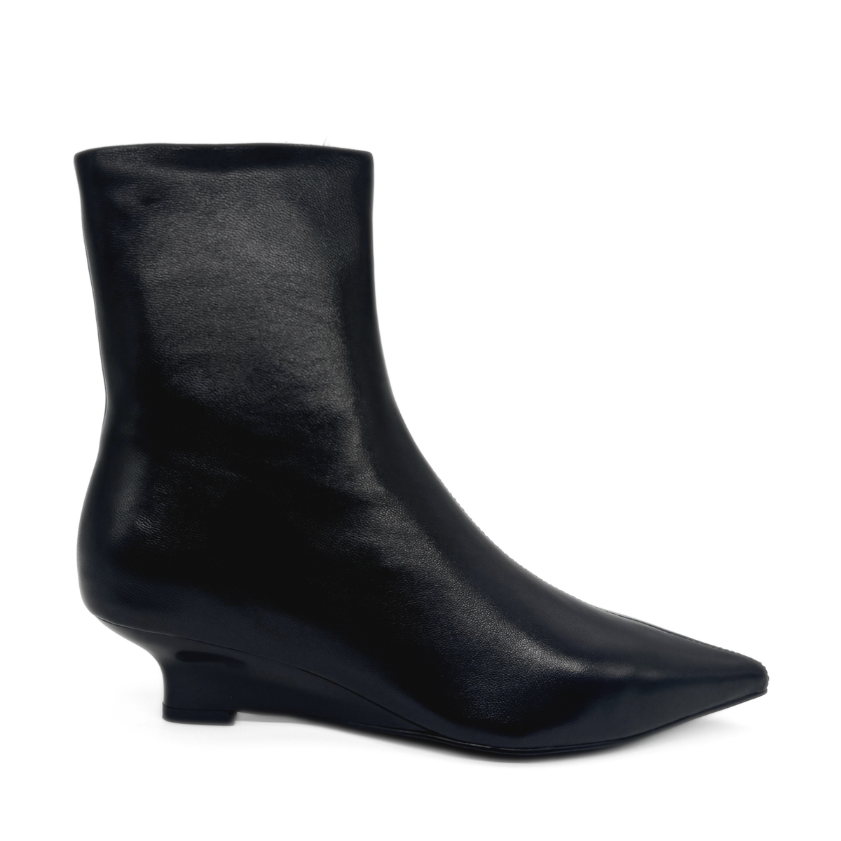 Jody Leather Wedge Boots in black — side view