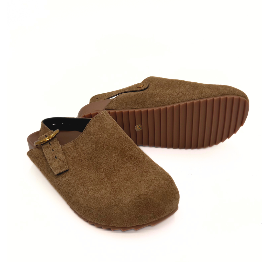 Toni Suede Clogs - Taupe
