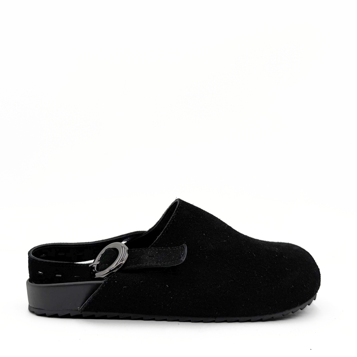 Toni Suede Clogs in black — side view