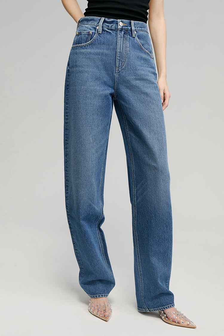 Moon Curve Jeans HJ031 - High-Rise, Relaxed Wide-Leg Denim in 100% Cotton