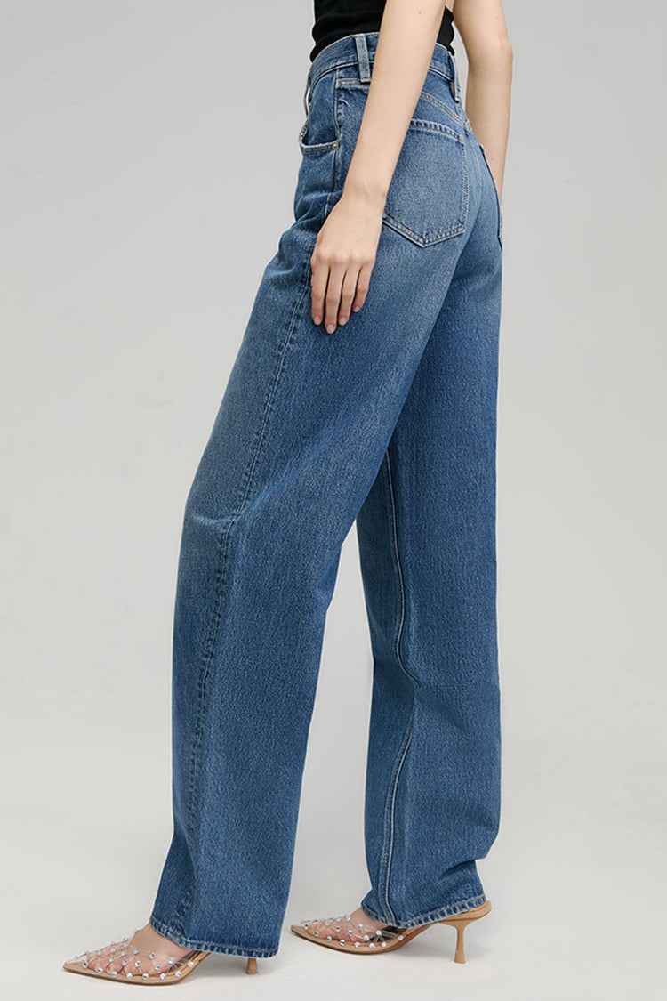 Moon Curve Jeans HJ031 - High-Rise, Relaxed Wide-Leg Denim in 100% Cotton