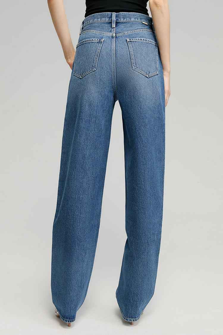 Moon Curve Jeans HJ031 - High-Rise, Relaxed Wide-Leg Denim in 100% Cotton