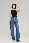 Moon Curve Jeans HJ031 - High-Rise, Relaxed Wide-Leg Denim in 100% Cotton
