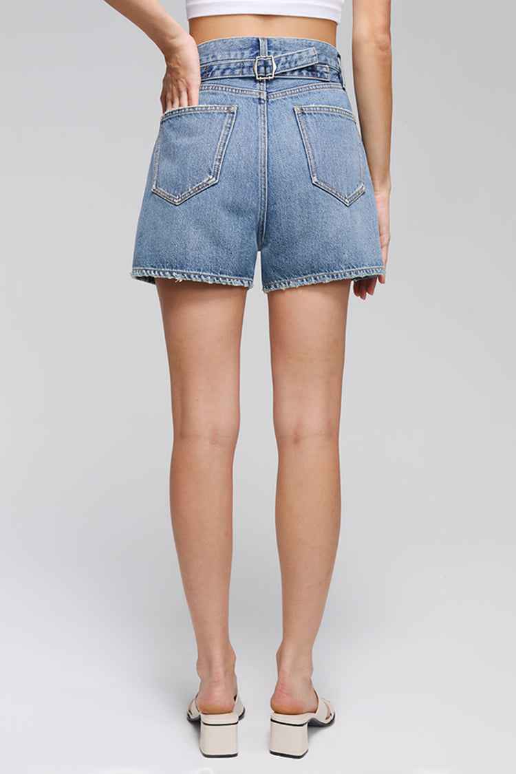 Easy Buckle High-Rise Denim Shorts HJ820