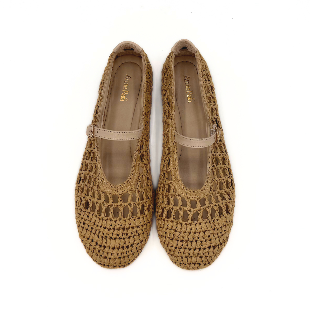 Elaina Raffia Mary Janes - Beige