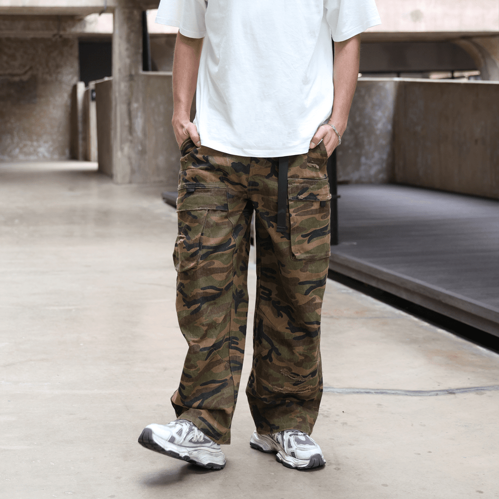 Khayi Camo Loose Fit Wide-leg Cargos