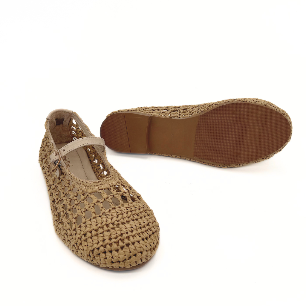 Elaina Raffia Mary Janes - Beige