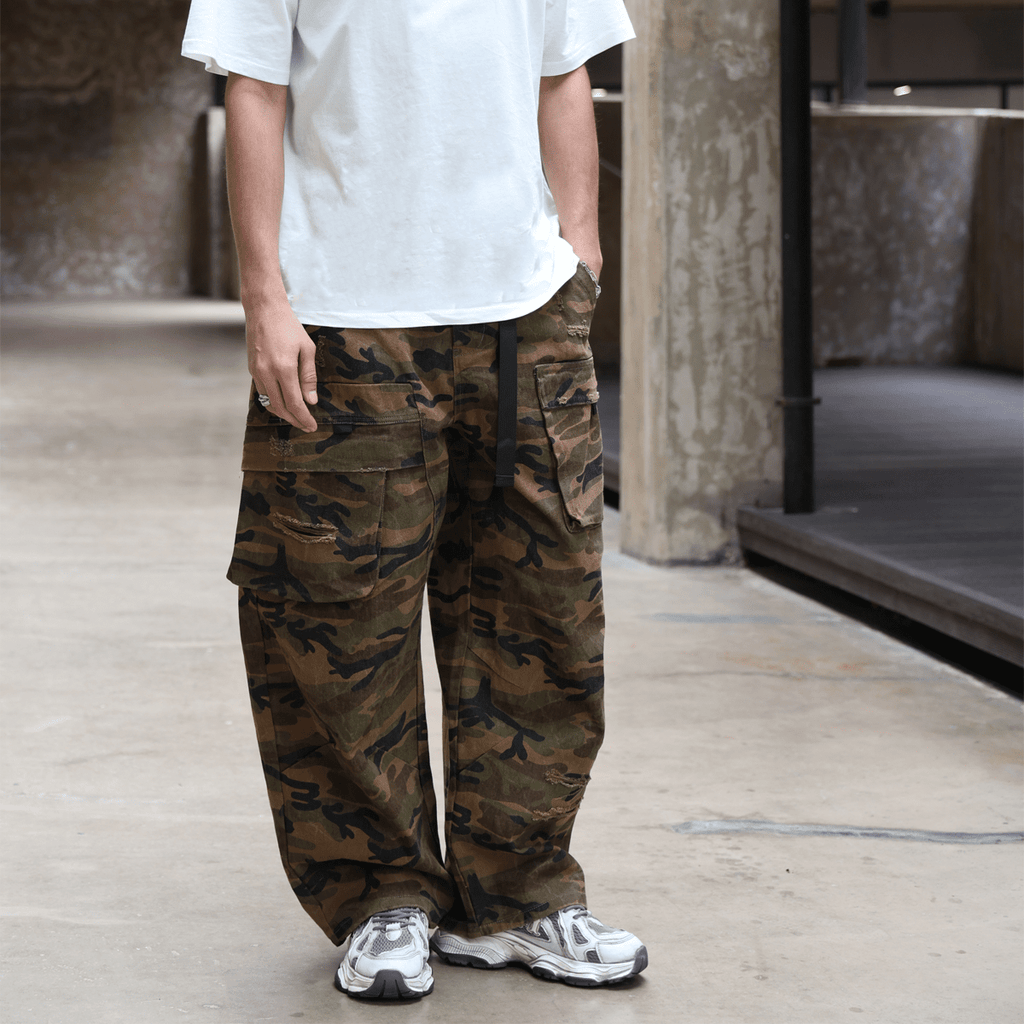 Khayi Camo Loose Fit Wide-leg Cargos