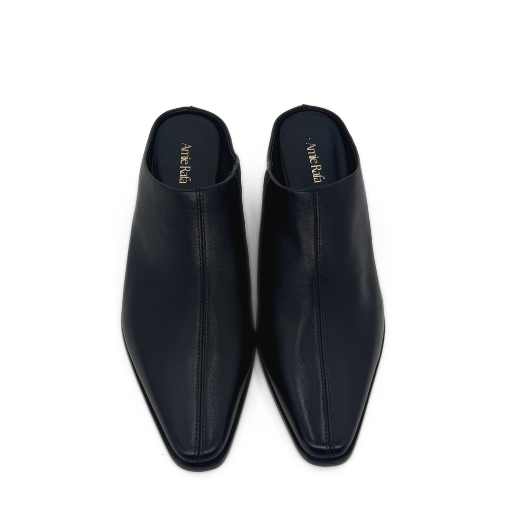 Carla Leather Western Mules - Black