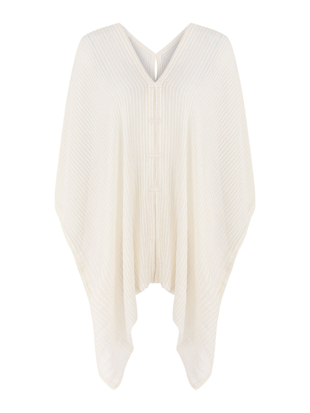 Ava Kimono – White Stripes, Hand-Loomed Turkish Cotton Beach Kaftan