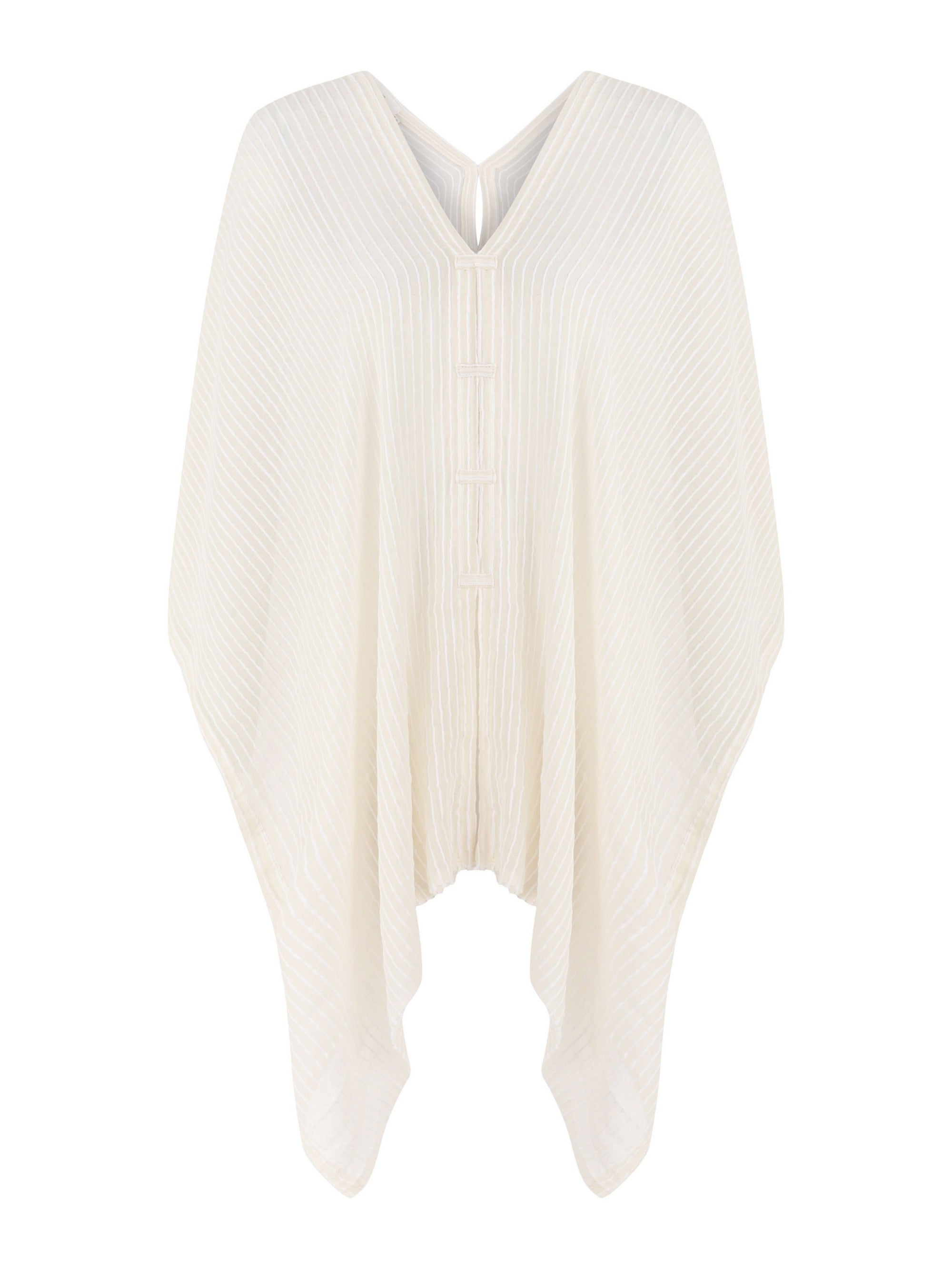 Ava Kimono – White Stripes, Hand-Loomed Turkish Cotton Beach Kaftan