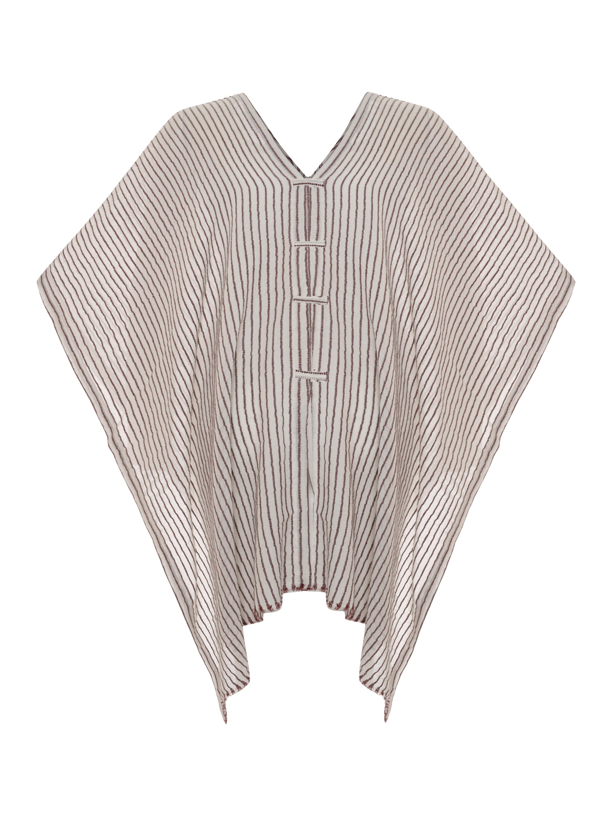 Ava Kimono in Burgundy Stripes – Hand-Loomed Turkish Cotton Beach Kaftan