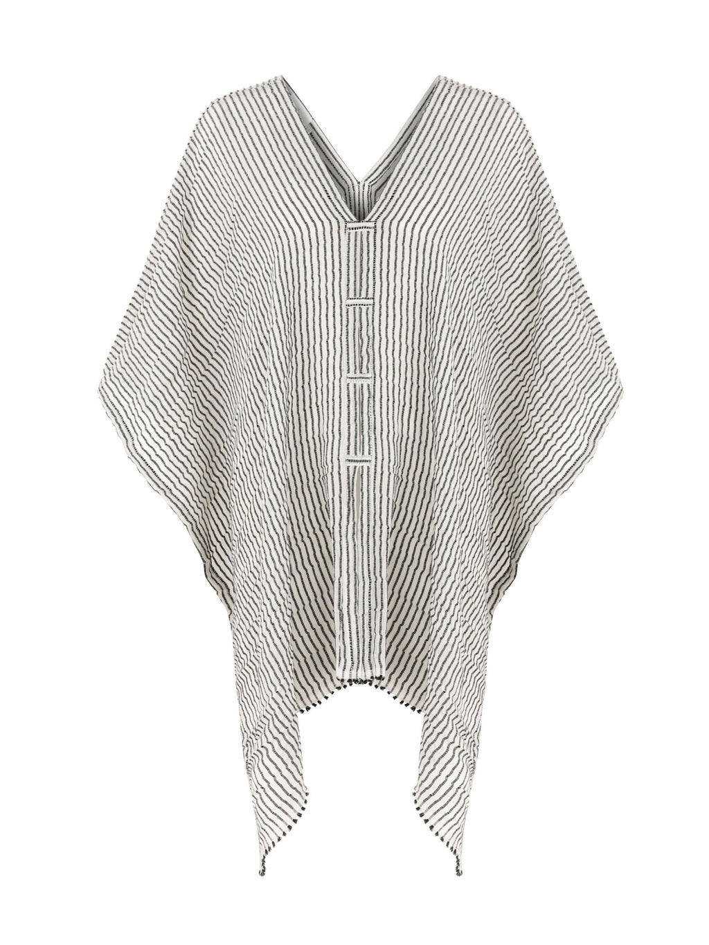 Ava Kimono in Black Stripes – Hand-Loomed Turkish Cotton Beach Kaftan