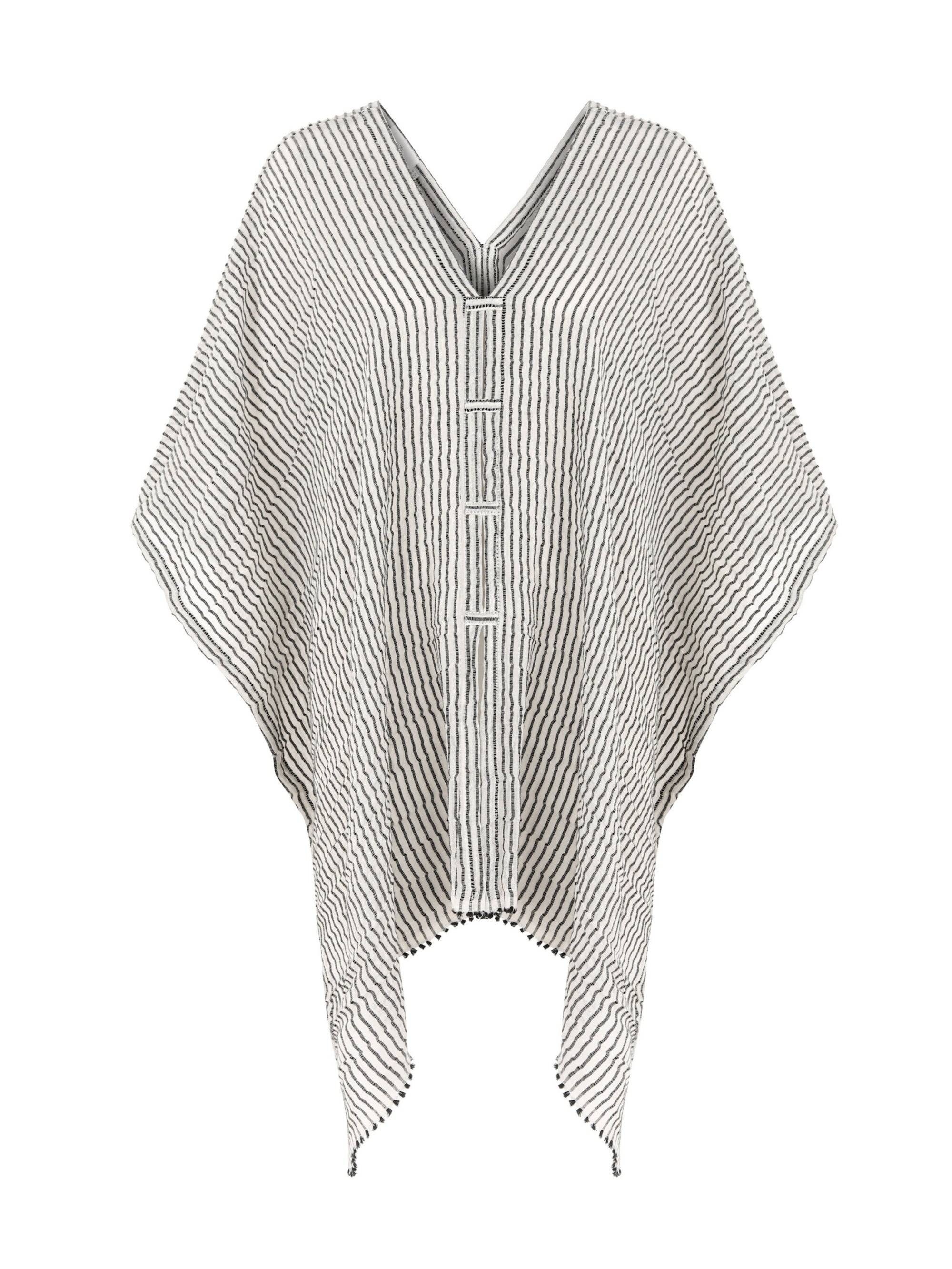 Ava Kimono in Black Stripes – Hand-Loomed Turkish Cotton Beach Kaftan
