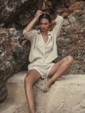 Echo Mini Shirt in Oatmeal - Turkish Handloomed Soft-Crinkle Cotton, One Size Fits Most