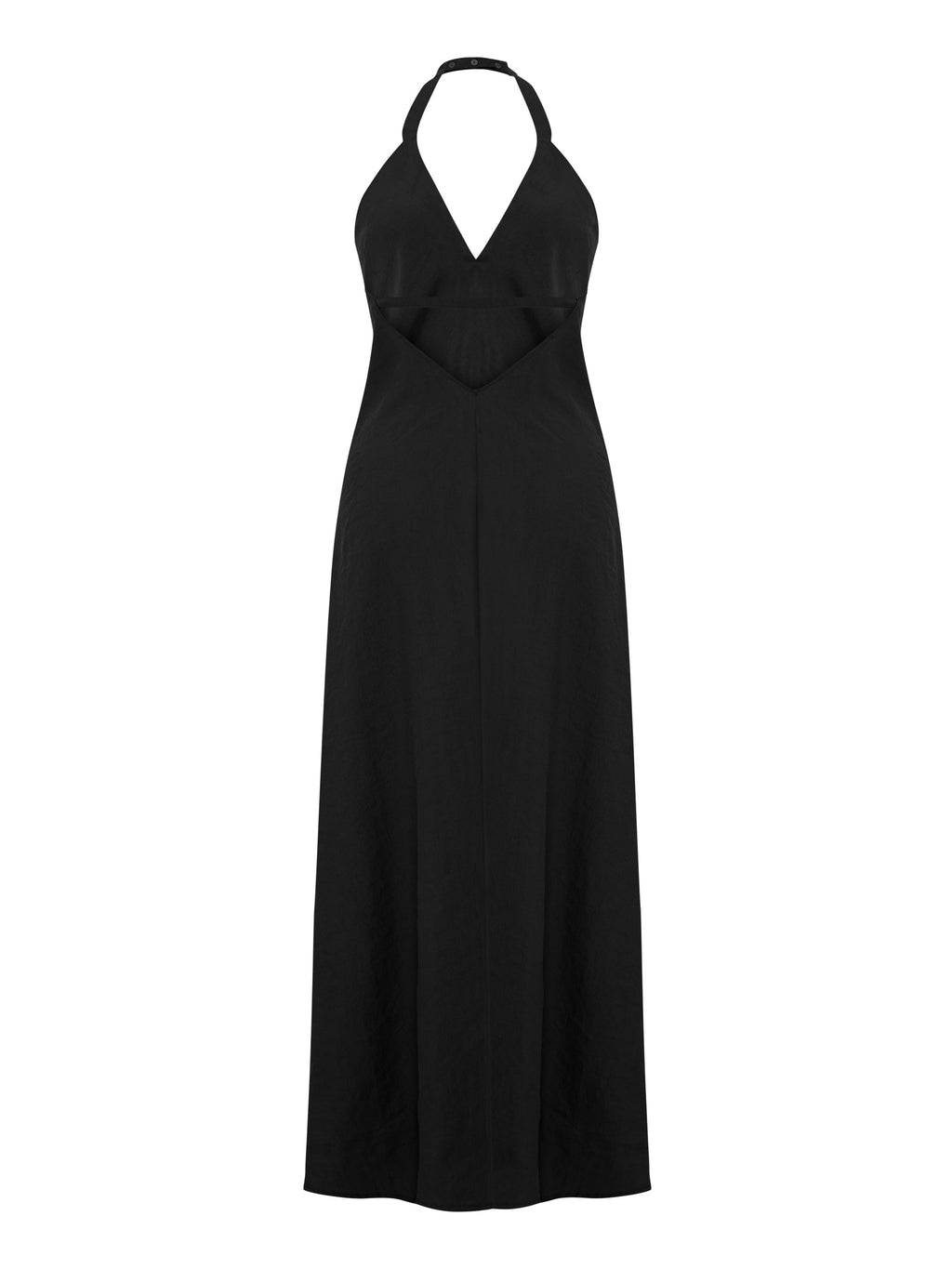 Zoe Black Maxi Dress with Open Back and Adjustable Halter Neck