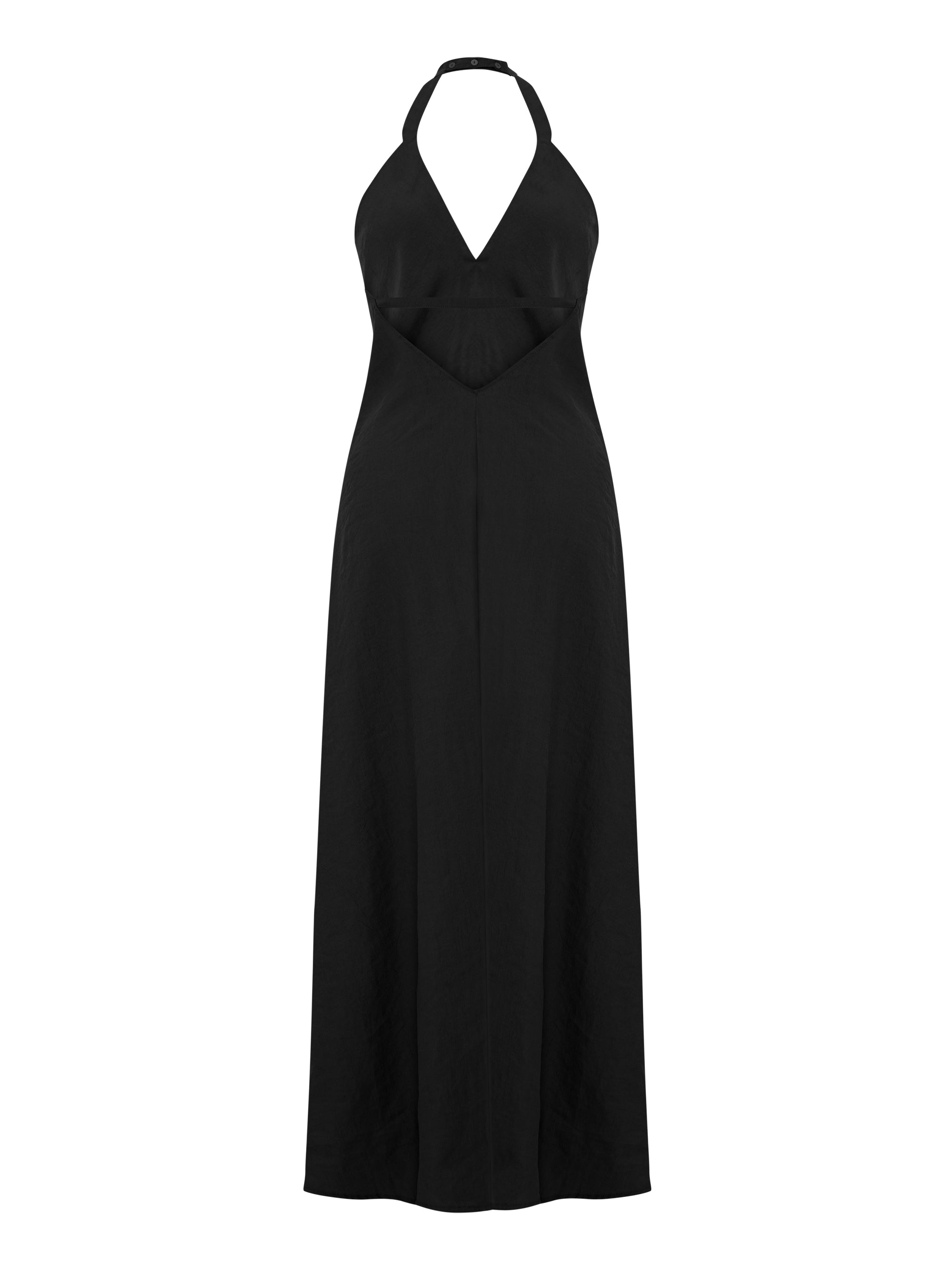 Zoe Black Maxi Dress with Open Back and Adjustable Halter Neck