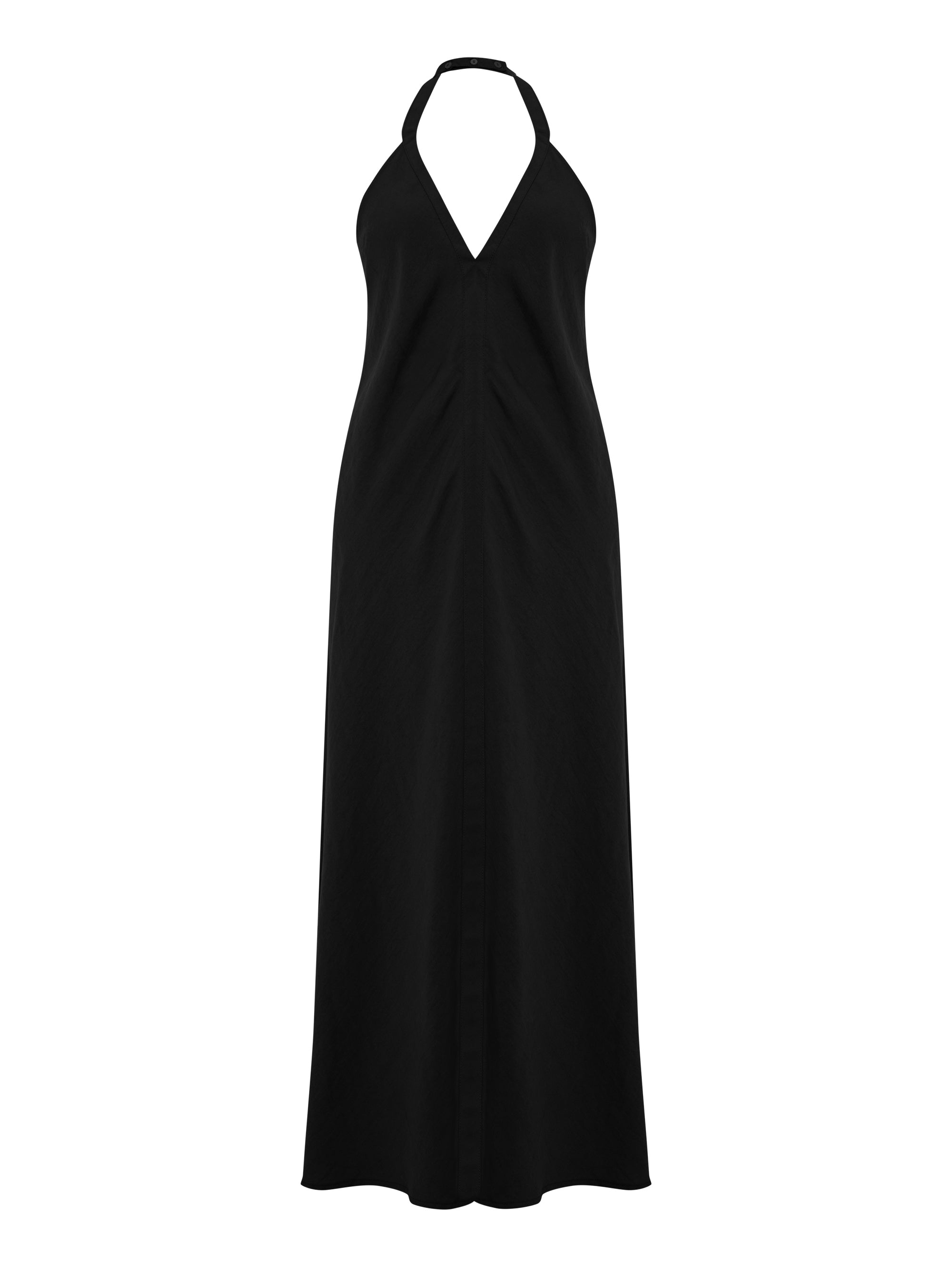 Zoe Black Maxi Dress with Open Back and Adjustable Halter Neck