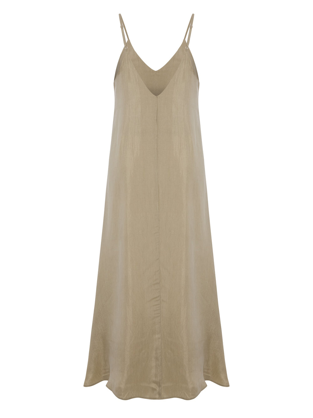 Lucid Flow Khaki Green Maxi Dress with Open Back and Adjustable Straps