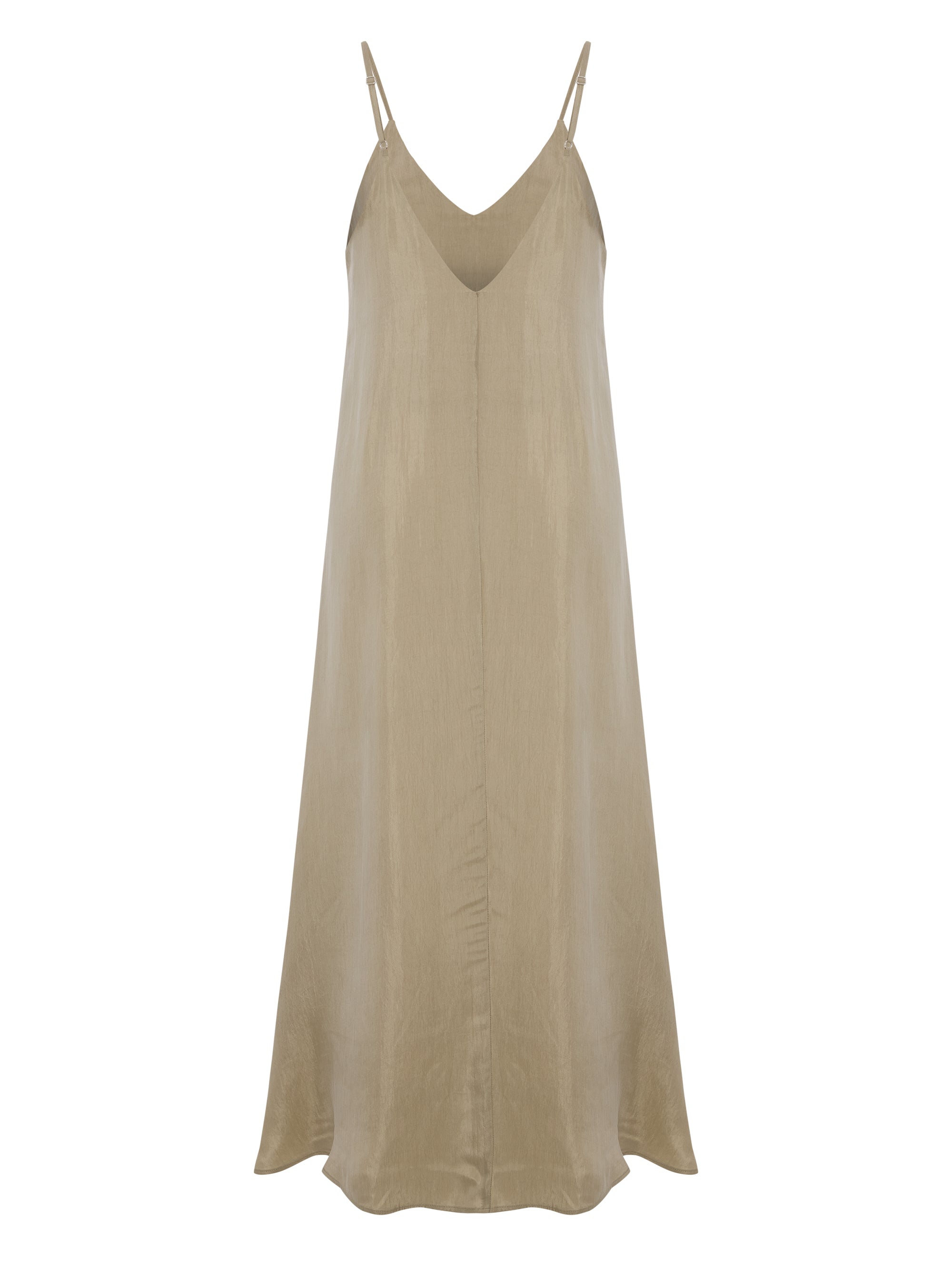 Lucid Flow Khaki Green Maxi Dress with Open Back and Adjustable Straps