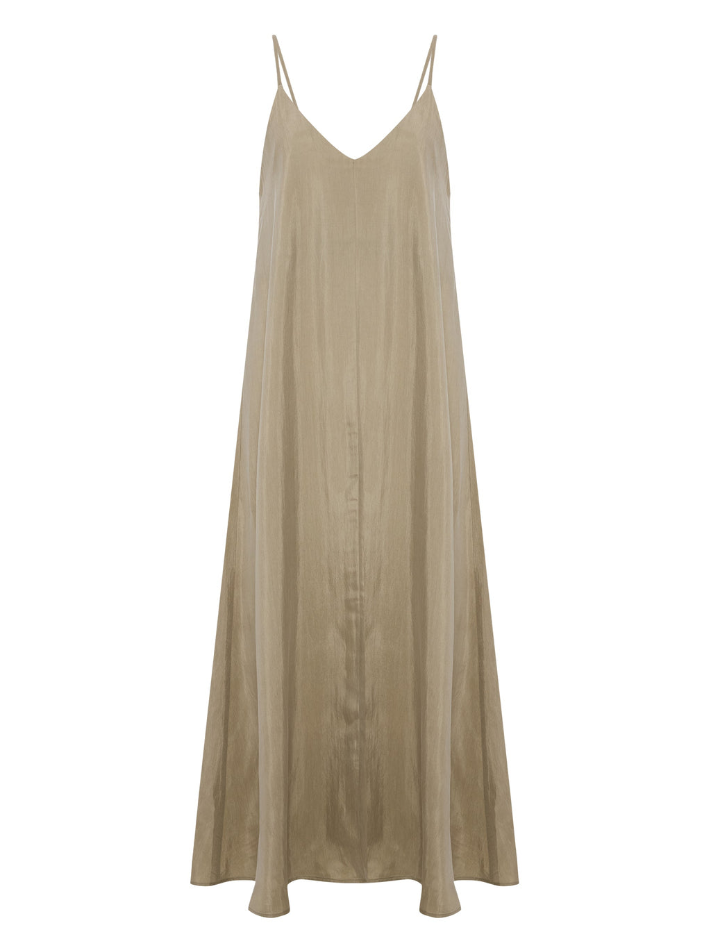 Lucid Flow Khaki Green Maxi Dress with Open Back and Adjustable Straps