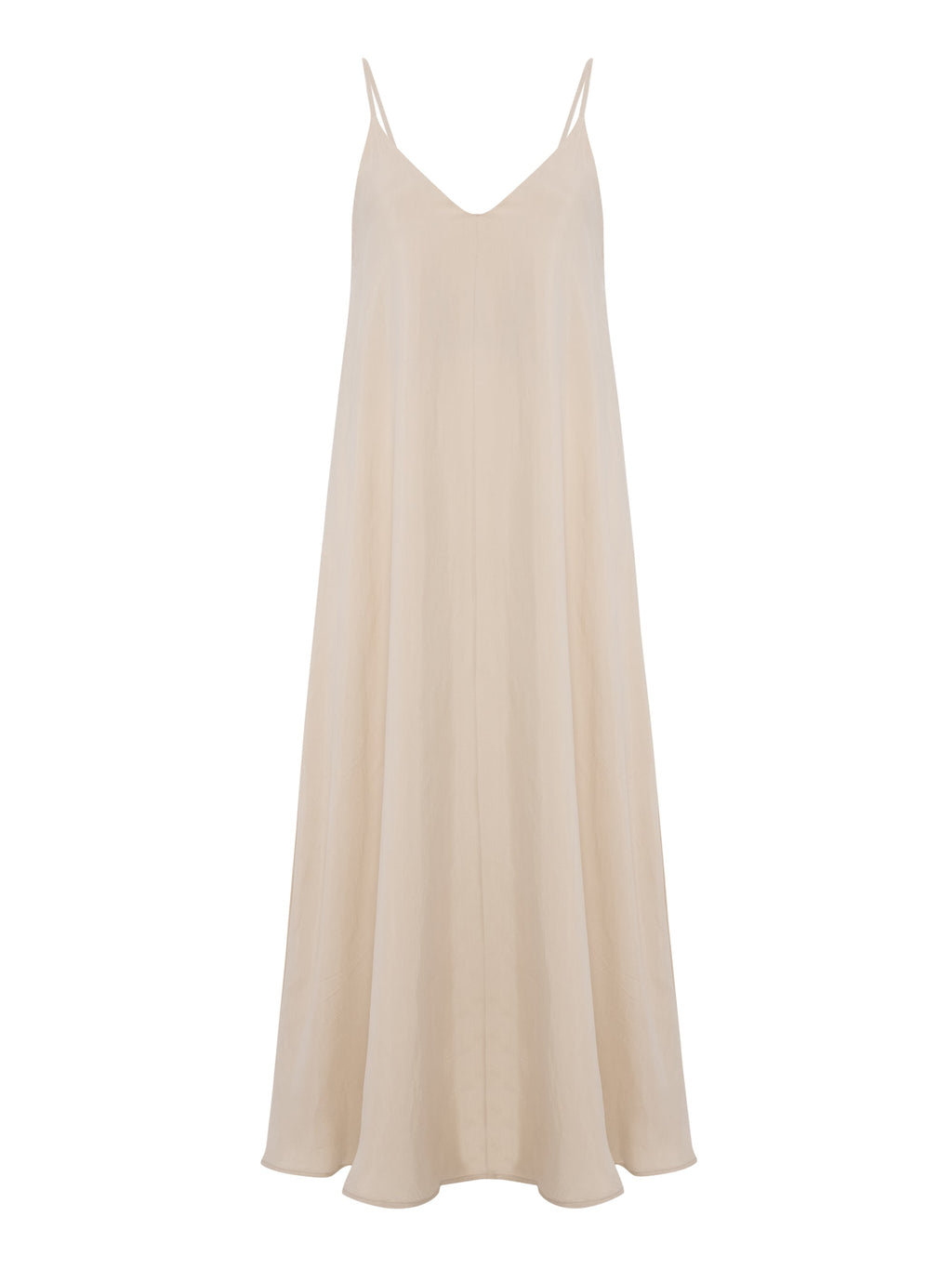 Lucid Flow Sand Maxi Dress – Voluminous Summer Style with Open Back