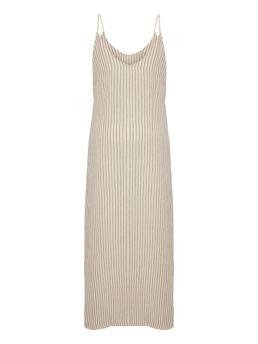 Yaz Maxi Dress in Khaki Green Stripes – 100% Turkish Cotton, One Size