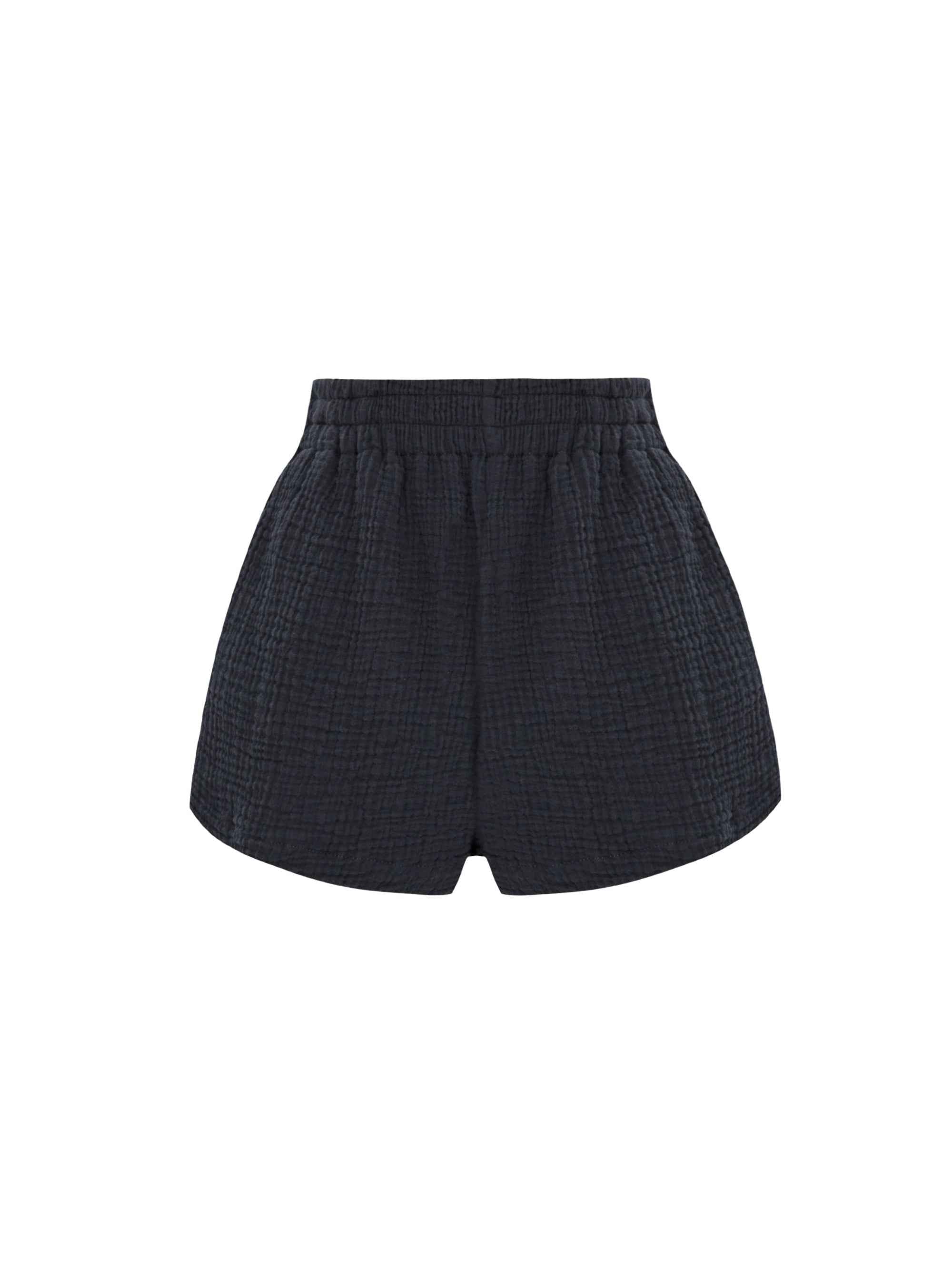 Echo Maxi Set - Navy: Oversized Button-Up Shirt & Elastic Waistband Shorts for Women and Men