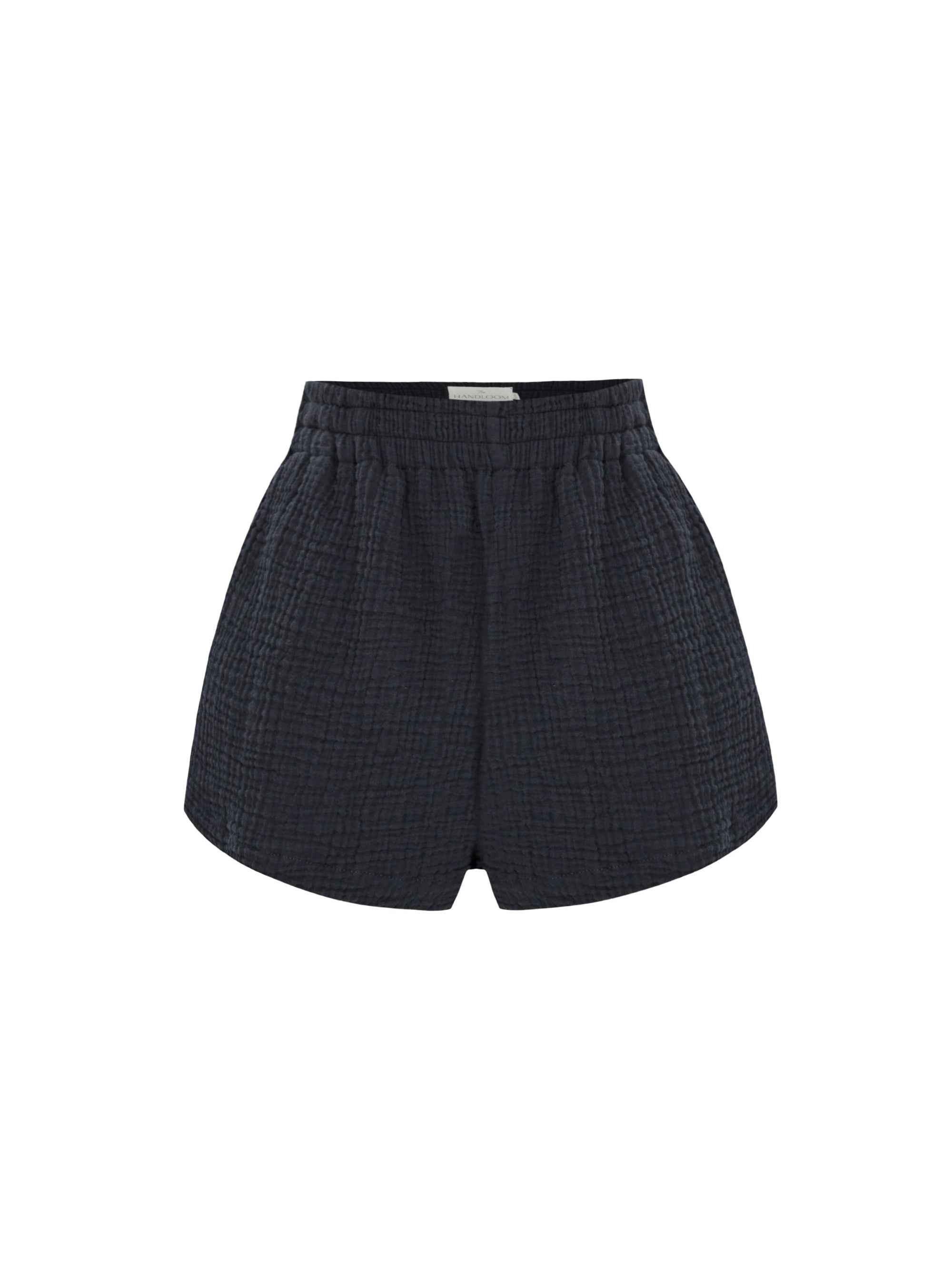 Echo Maxi Set - Navy: Oversized Button-Up Shirt & Elastic Waistband Shorts for Women and Men