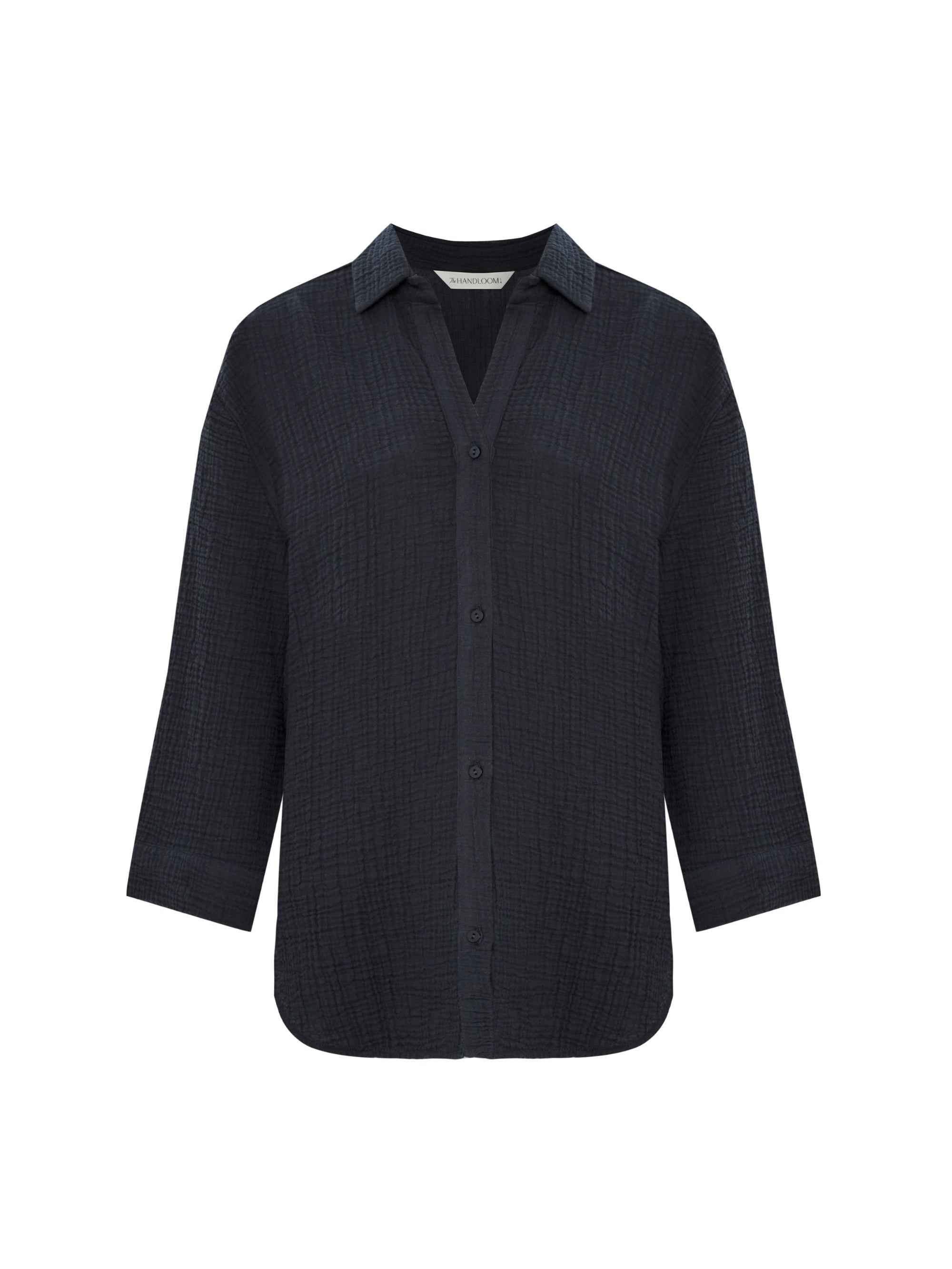 Echo Maxi Set - Navy: Oversized Button-Up Shirt & Elastic Waistband Shorts for Women and Men