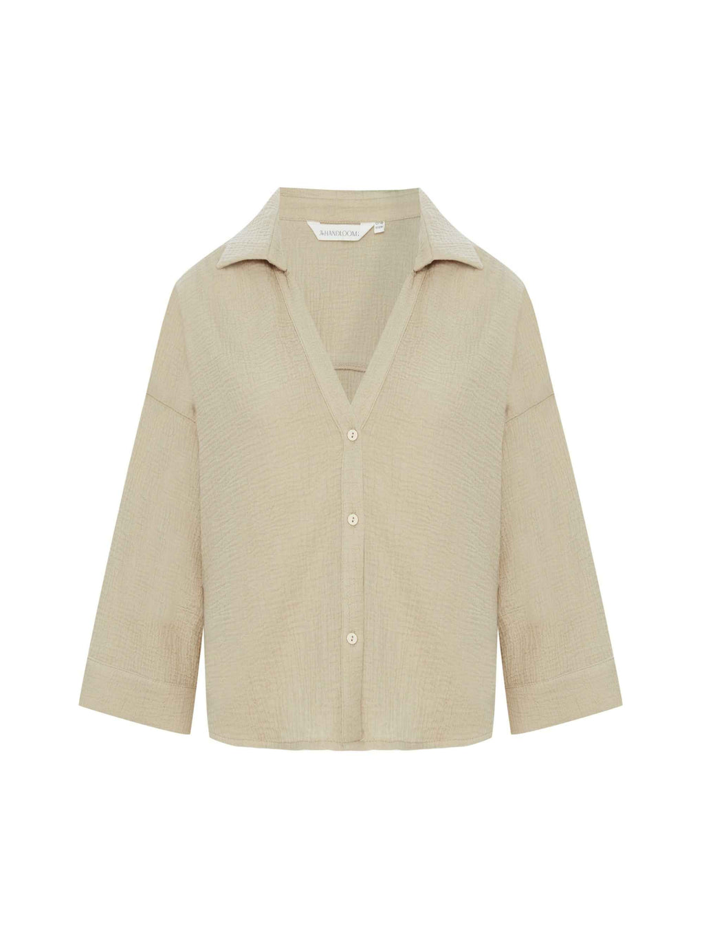 Echo Mini Shirt in Oatmeal - Turkish Handloomed Soft-Crinkle Cotton, One Size Fits Most