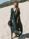 Ela Black Cotton Gauze Kaftan – One Size, Lightweight Turkish Cotton Cover-Up