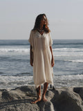 Ela Natural Cotton Kaftan – Lightweight Gauze Resort Gown, One Size