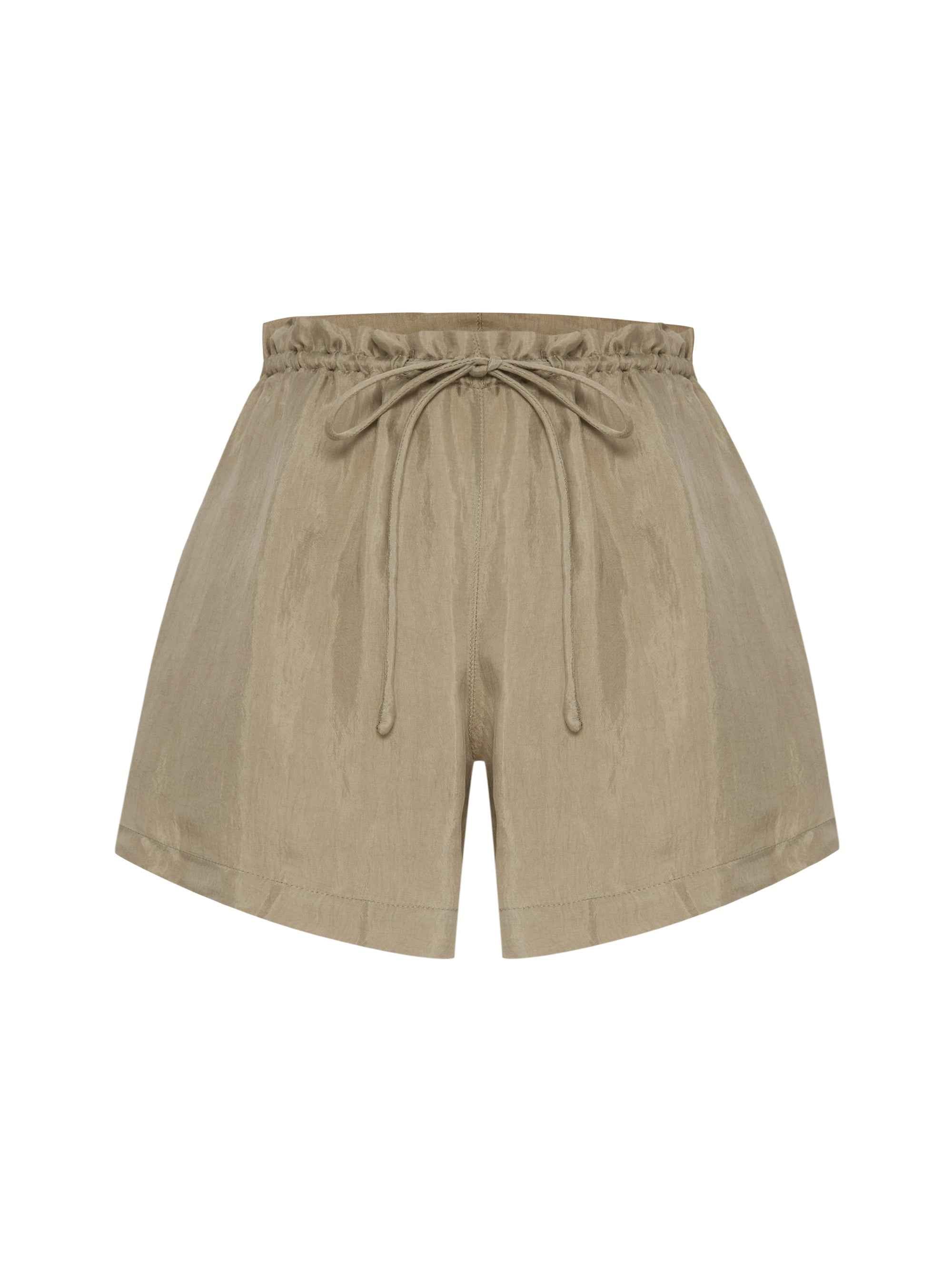 Lucid Flow Tie Shorts in Khaki Green