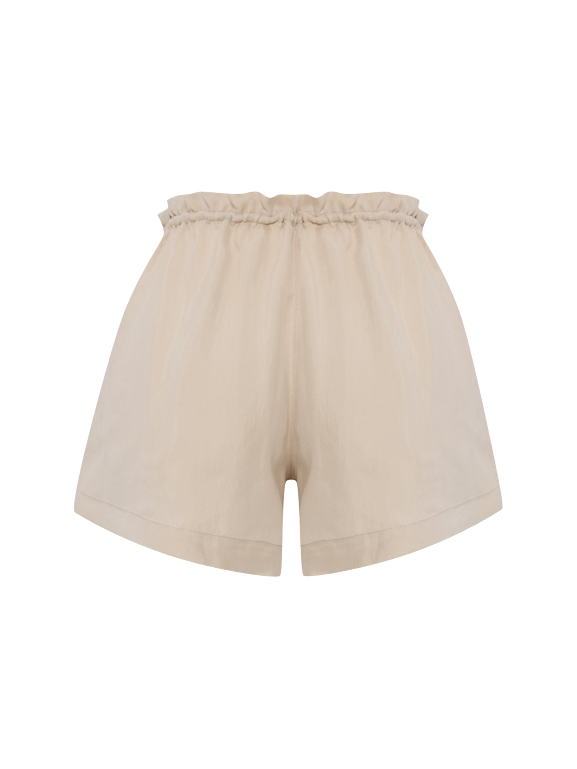 Lucid Flow Tie Shorts in Sand - Lightweight, Breathable Relaxed-Fit Shorts with Drawstring Waist and Side Pockets